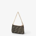 FENDI Baguette Pouch Mini Tobacco brown FF jacquard fabric pouch - Image 3